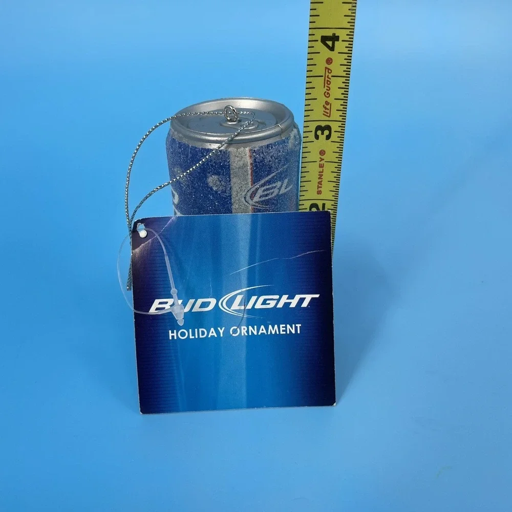 Kurt S Adler Bud Light Beer Can‎ Holiday Ornament Glitter Frosted Blue 2011